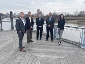 Info Solutions team members pictured left to right. John Koval (Director of Managed Services) Richard Roux Managing Partner Mark Olazagasti (Managing Partner) William Riley (Managing Partner) Ann Marie Amato (Director of Operations)